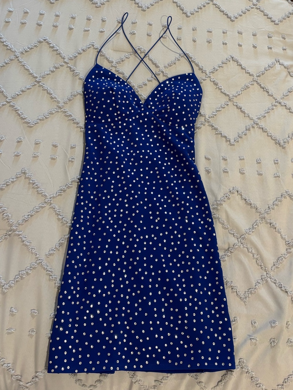 B Darlin Royal Blue Rhinestone Sheath Dress
